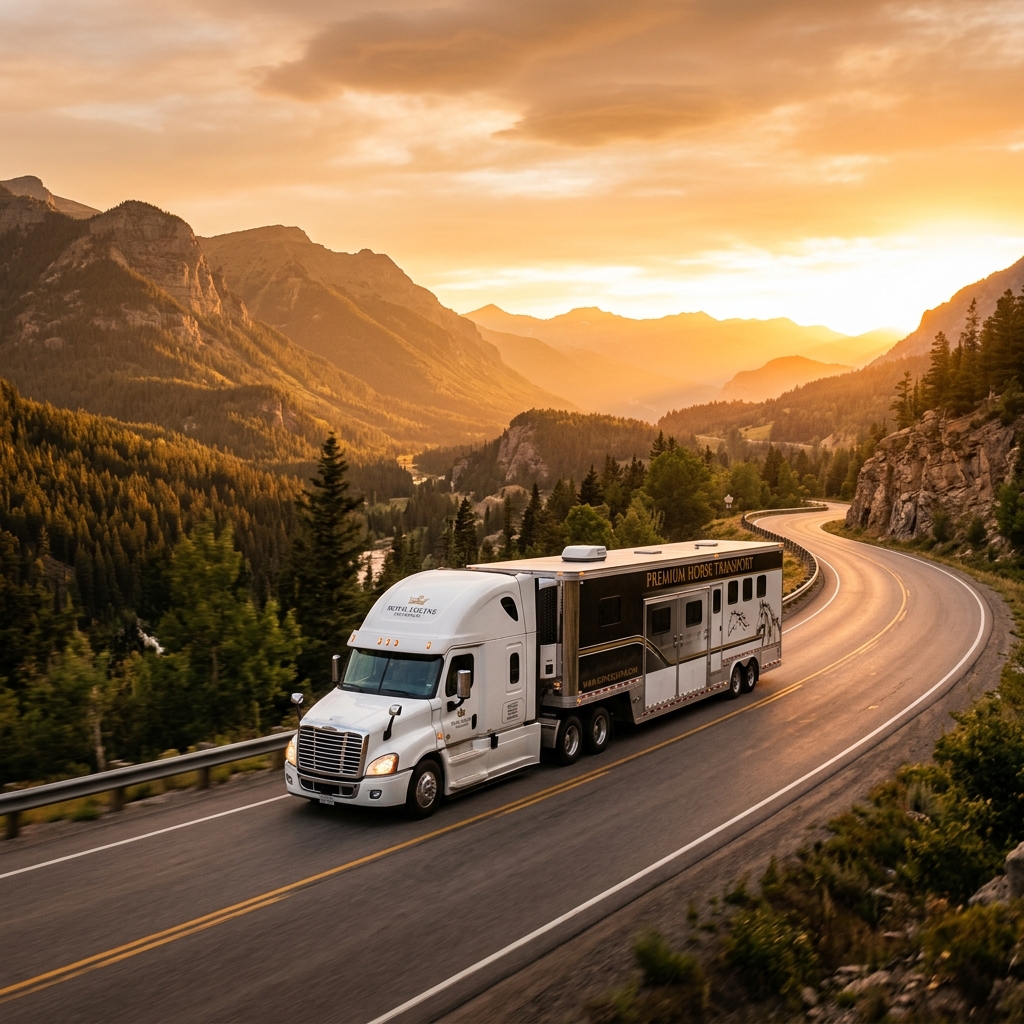 Sterling VC professional horse transport truck on a scenic road