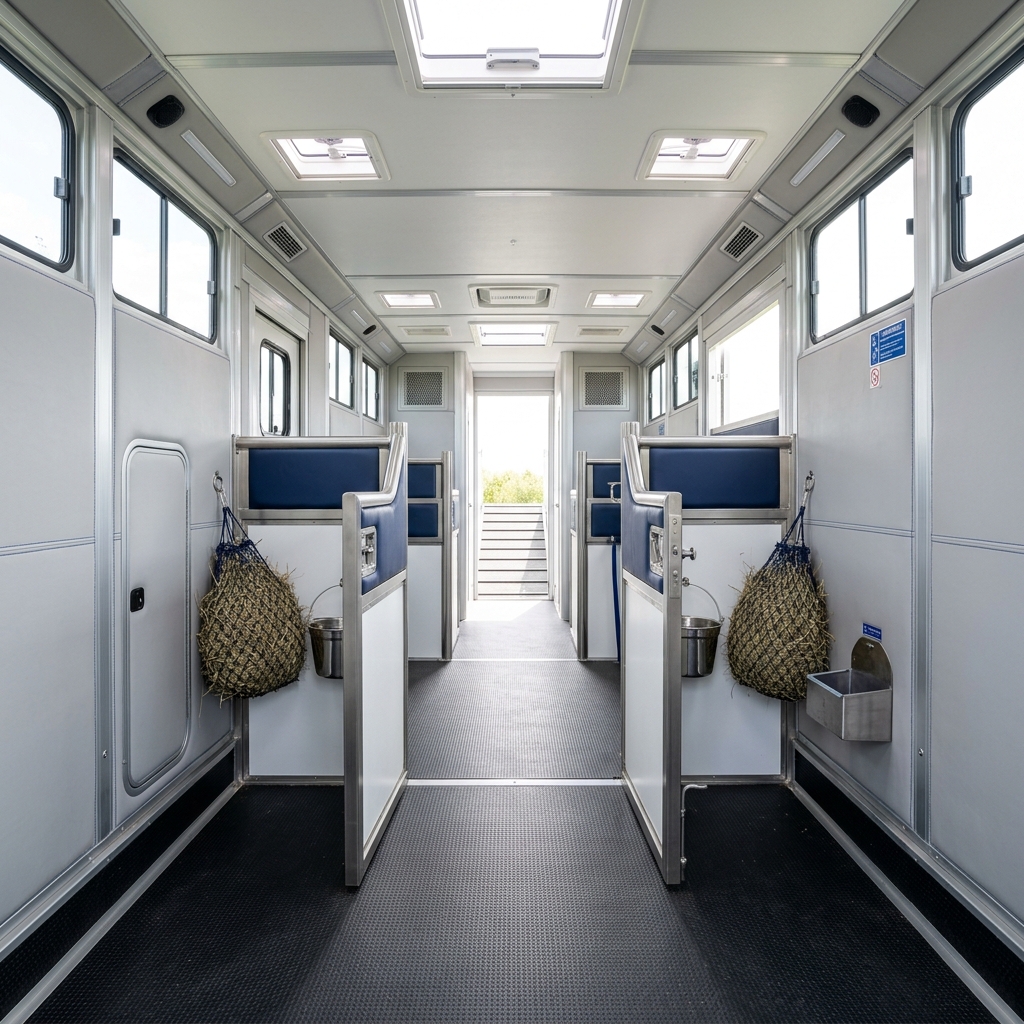 Clean and professional horse trailer interior